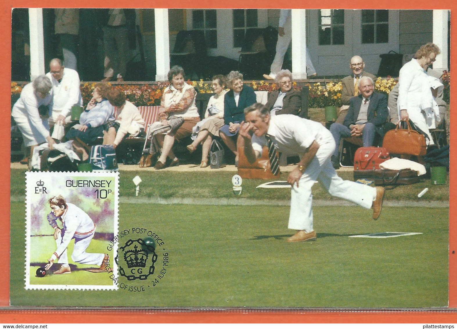 SPORT PETANQUE GUERNESEY CARTE MAXIMUM FDC DE 1986 - Bocce