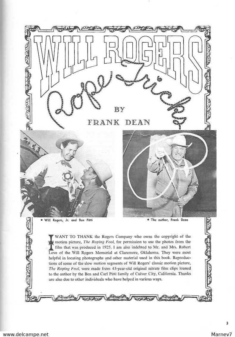 Revue En Anglais - WILL ROGERS - Rope Trick - By Frank Dean -  Western Horseman - 1969 - 1950-Now