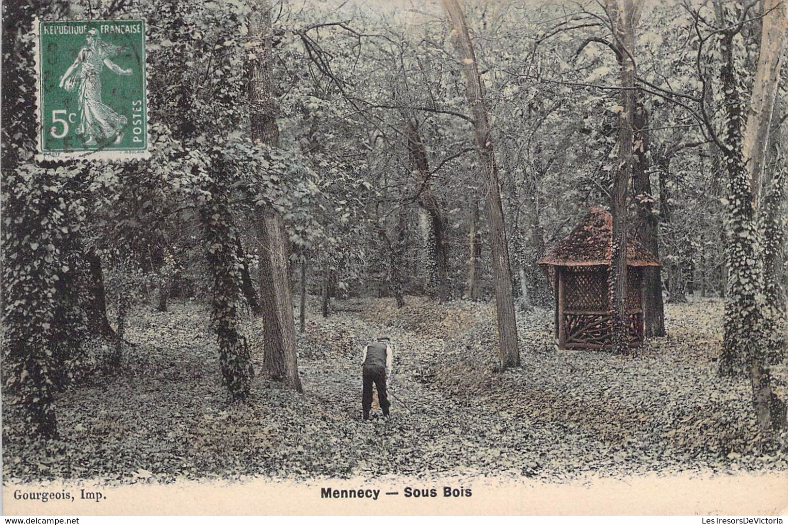 CPA - 91 - Mennecy - Sous Bois - Gougeois Imp. - Homme Dans La Forêt - Colorisée - Mennecy