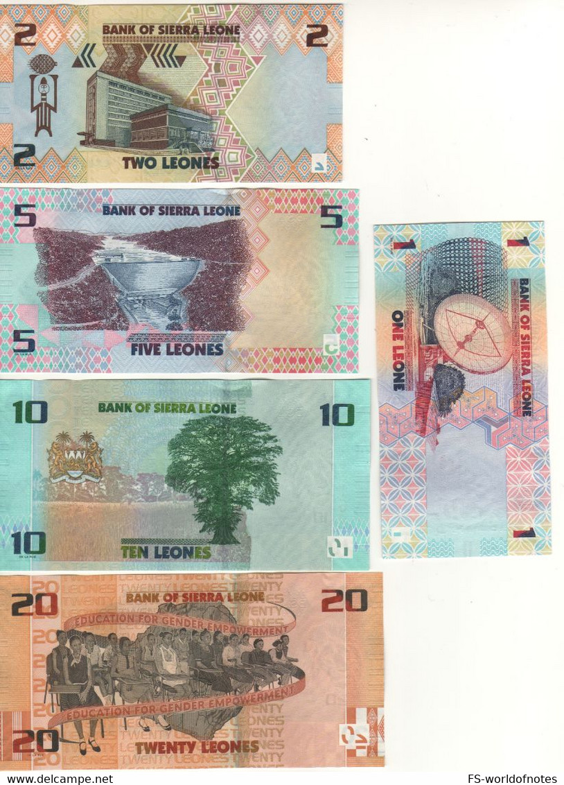 SIERRA  LEONE  Attractive New Issue "Full Set 1-2-5-10-20  Leones  Pnew    Dated  27.4.2022 - Sierra Leone