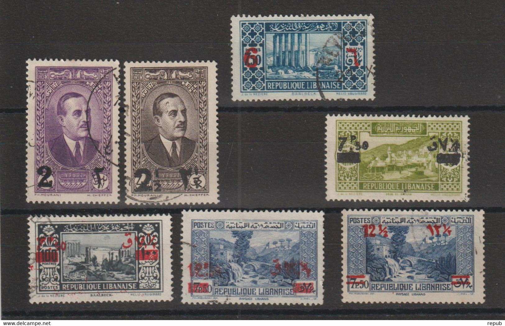 Grand Liban 1938-42 Président Et Sites Surchargés 157-63, 7 Val Oblit Used - Gebraucht