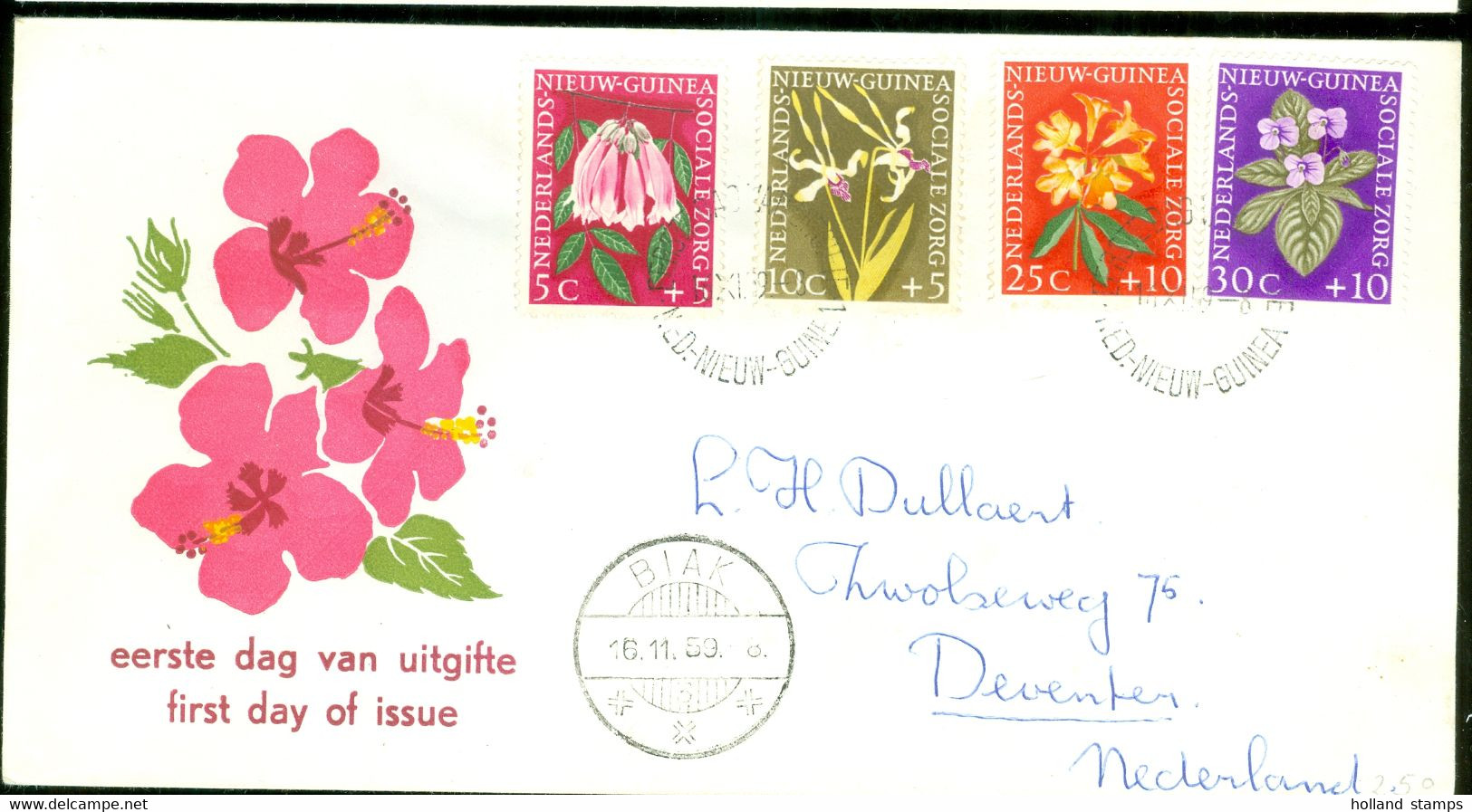 NEDERLANDS NIEUW GUINEA *  FDC E 3 * OPEN KLEP * FLOWERS * FLEURES  (12.164e) - Nouvelle Guinée Néerlandaise