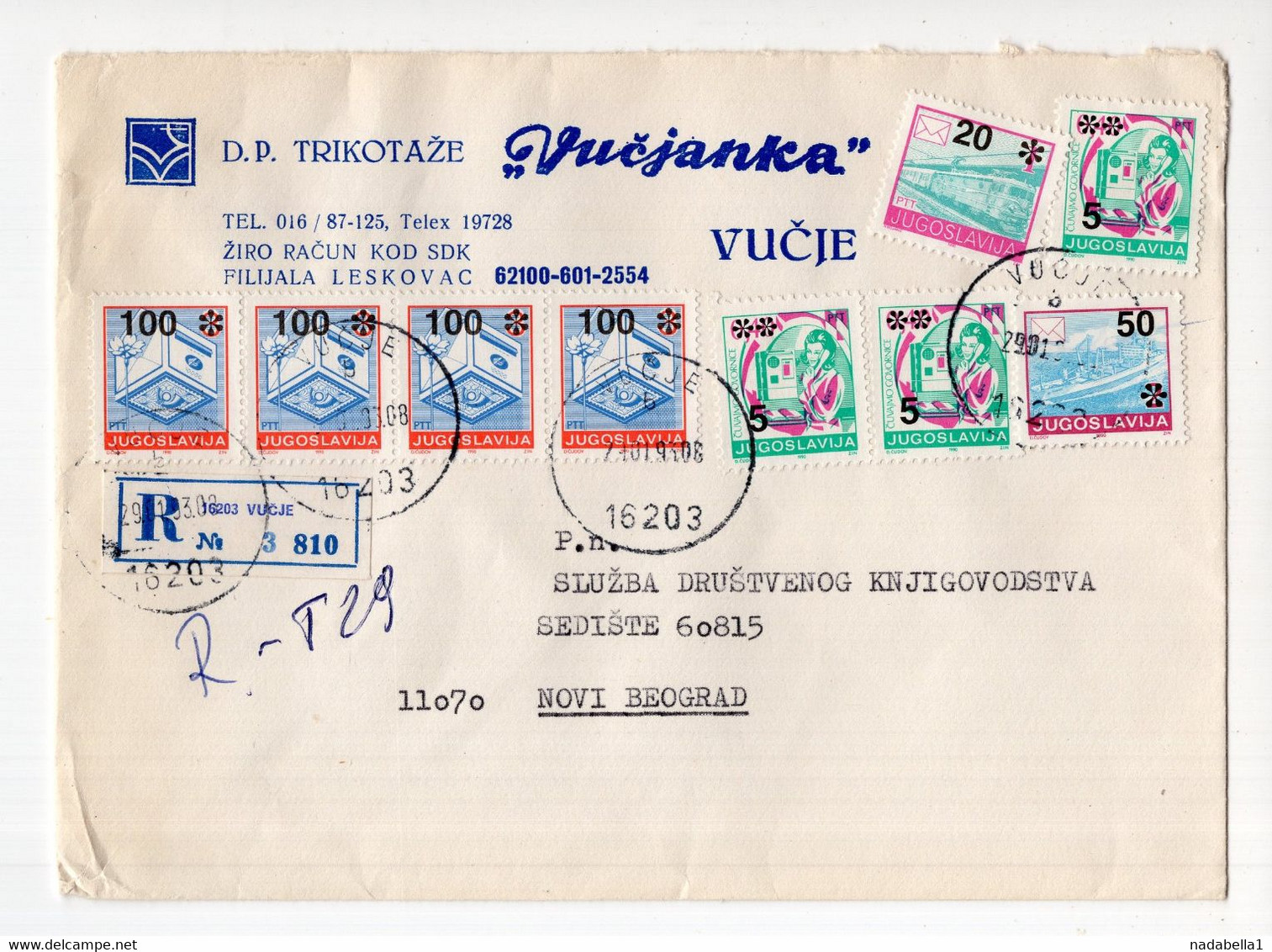 1993. YUGOSLAVIA,SERBIA,VUCJE TO BELGRADE,REGISTERED COVER - Cartas & Documentos