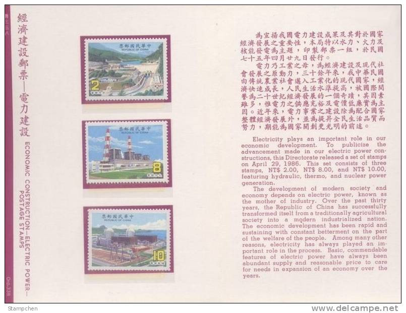 Folder 1986 Electric Power Stamps Reservoir Dam Architecture Atom Hydralic - Water