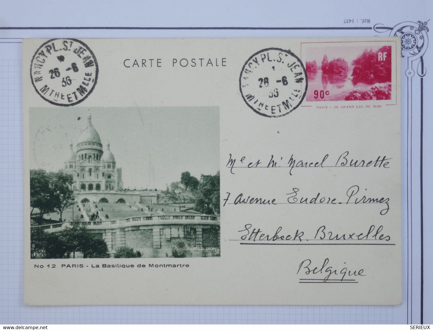 BG17 FRANCE  BELLE LETTRE ENTIER MONTMARTRE  PARIS 1933 NANCY  A  BRUXELLES BELGIQUE   ++AFFRANCH. PLAISANT++ + - Altri & Non Classificati