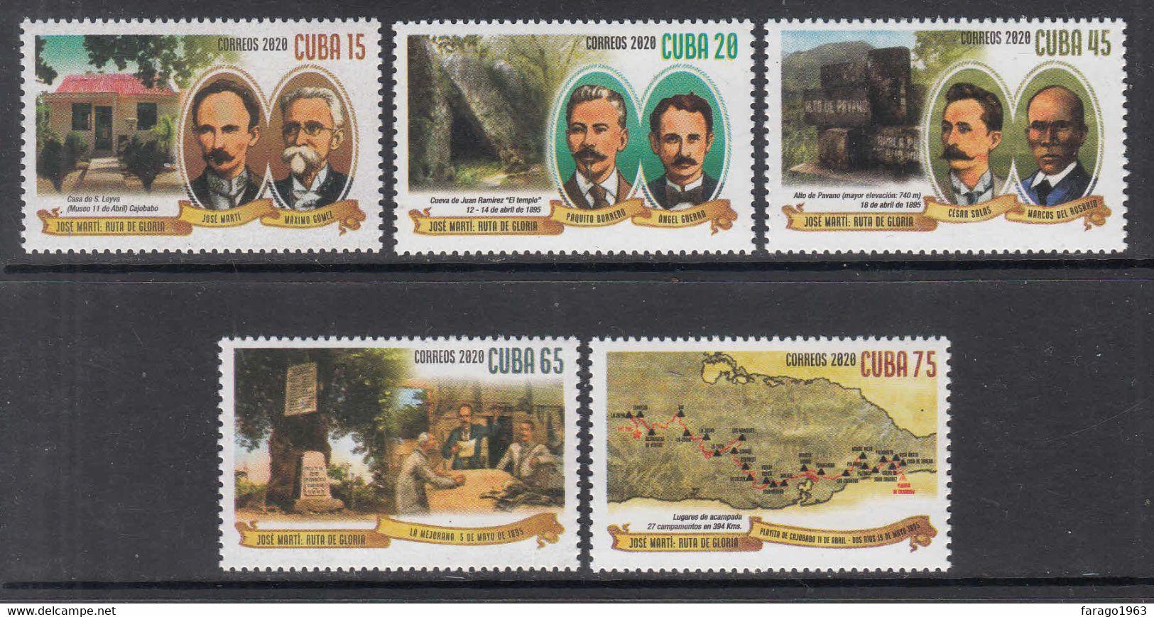 2020 Cuba Marti Revolution 1895 Complete Set Of 5 MNH - Nuovi