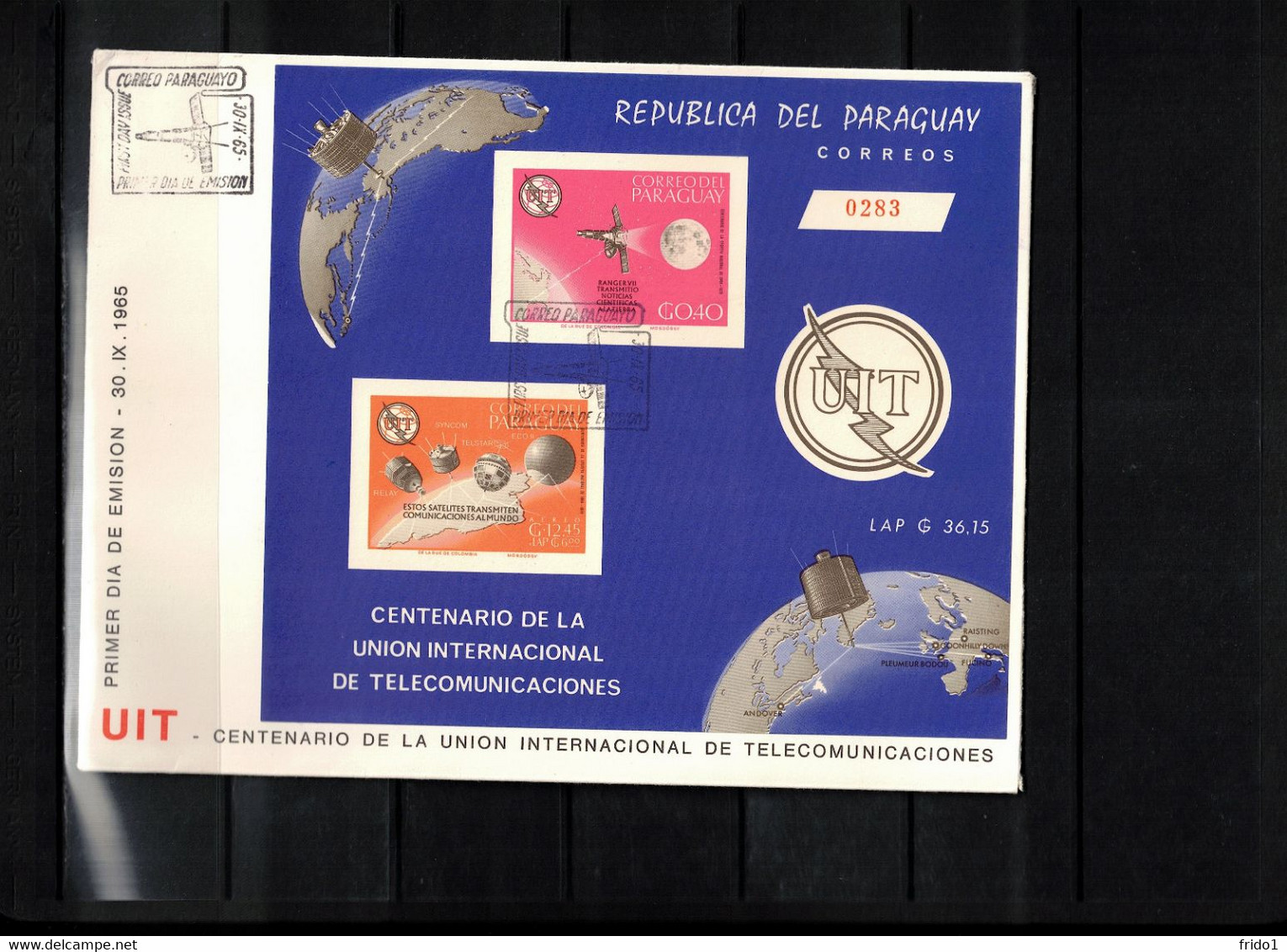 Paraguay 1956 Space / Raumfahrt - Centenary Of UIT Block FDC - Zuid-Amerika