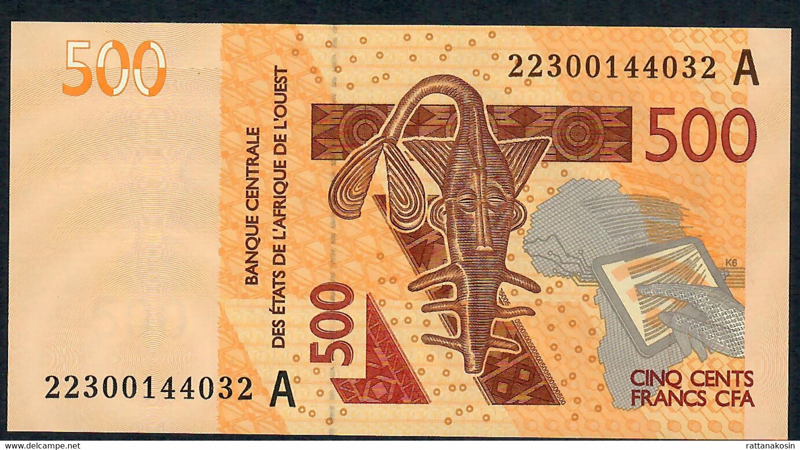 W.A.S. IVORY COAST P119Ak 500 FRANCS (20)22 2022 Signature 45 UNC. - États D'Afrique De L'Ouest