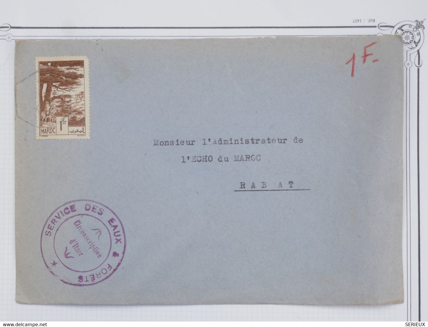 BG18 MAROC  BELLE  LETTRE 1941 SERVICE DES EAUX FORETS  A RABAT   +ECHO ++   +AFFRANCH. INTERESSANT + - Briefe U. Dokumente