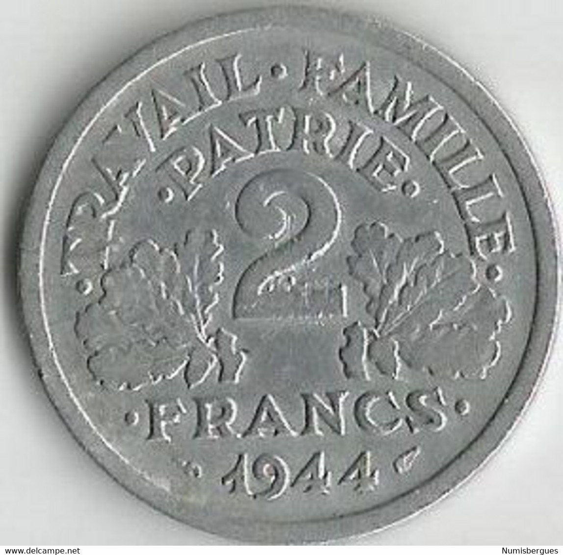 Pièce De Monnaie 2 Francs  Etat Français 1944 C (1) - 2 Francs