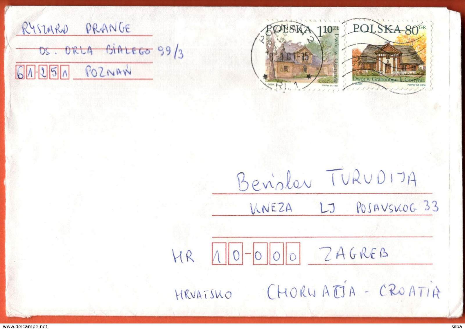 Poland Poznan 2001 / 1997 Farm House Ozarow 1.10 ZL, 2000 Grabonog 80 Gr - Cartas & Documentos