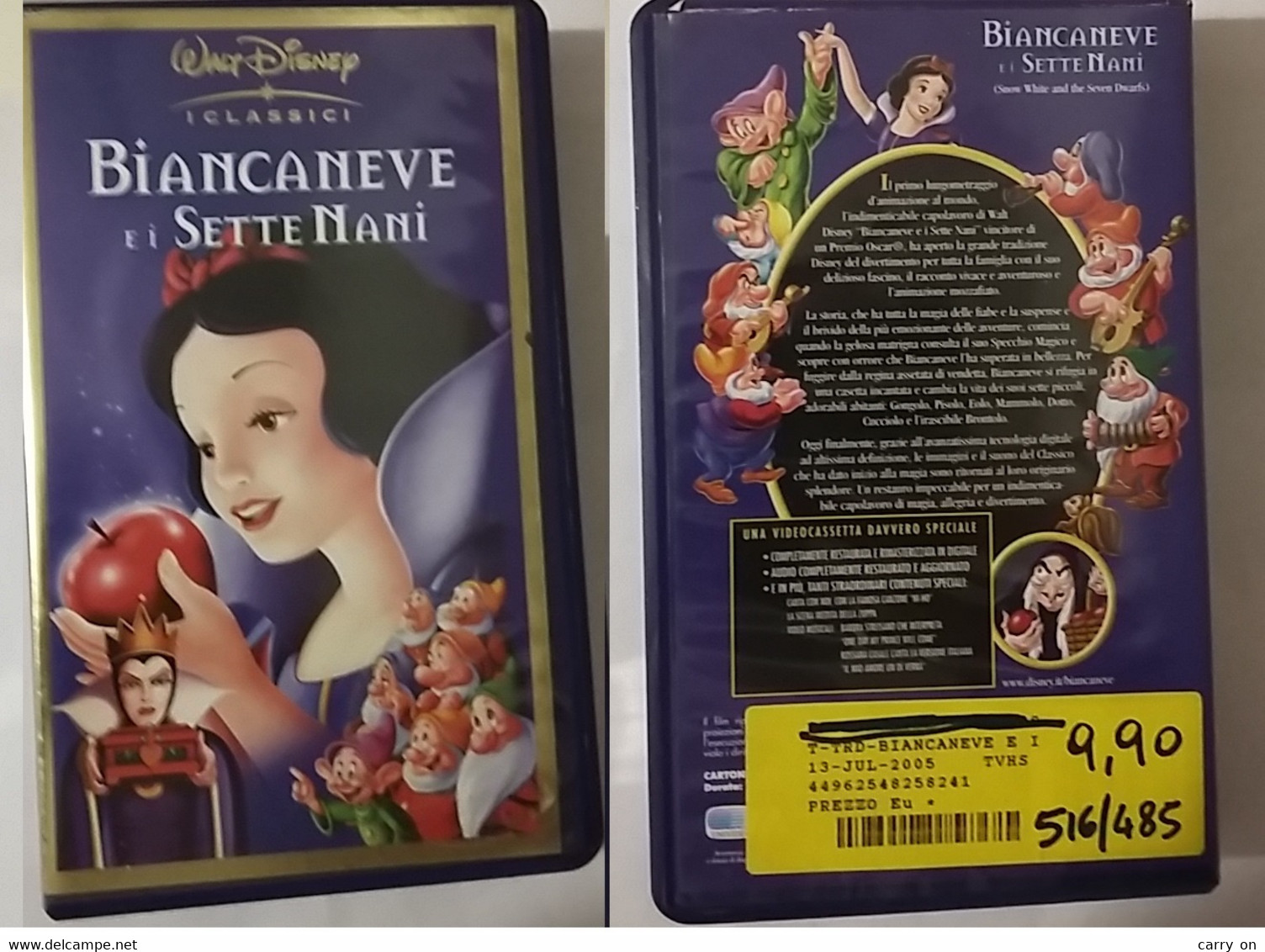 Biancaneve E I Sette Nani . VHS Ex Noleggio - Cartoons