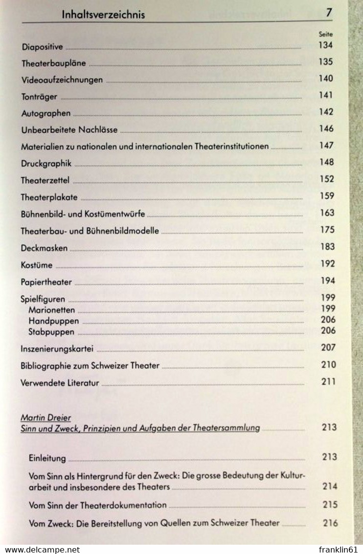 Schweizerische Theatersammlung 1927 - 1985. - Théâtre & Danse