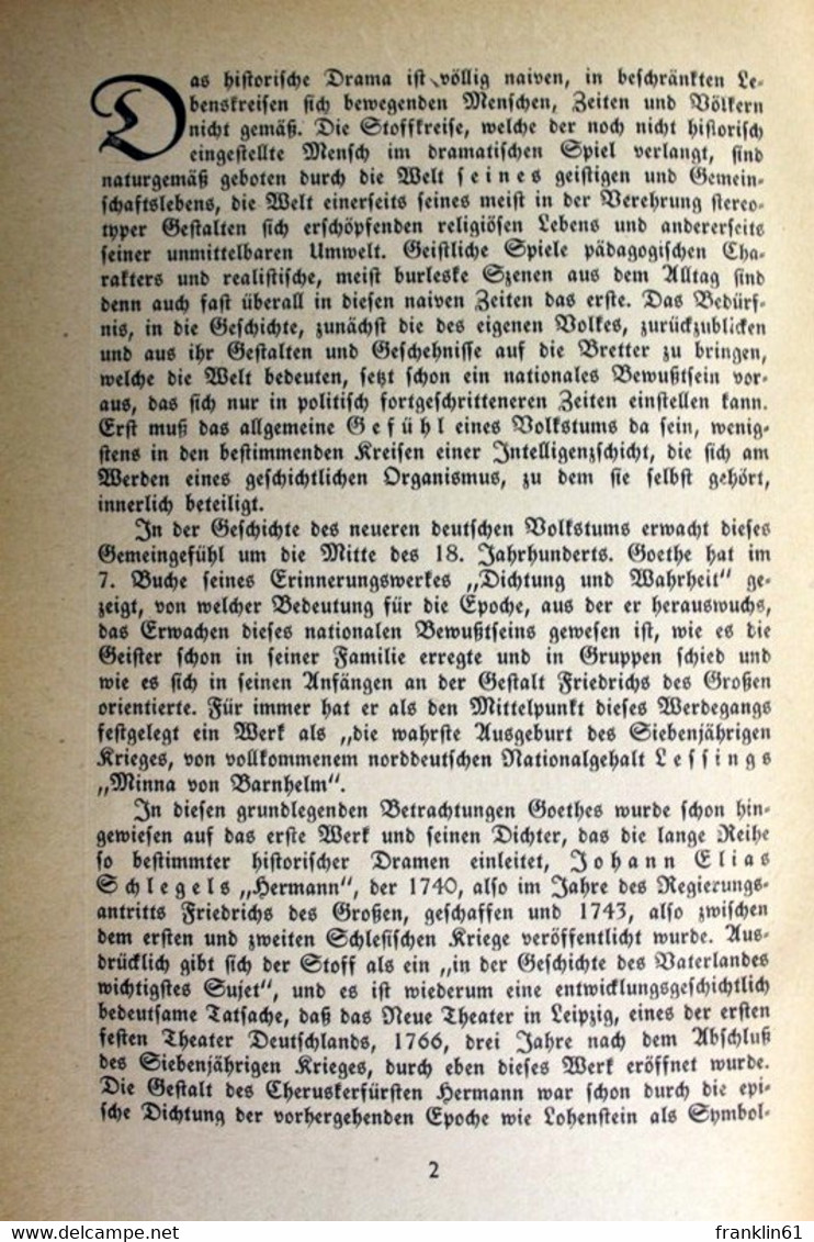 Das Historische Drama In Deutschland. - Théâtre & Danse