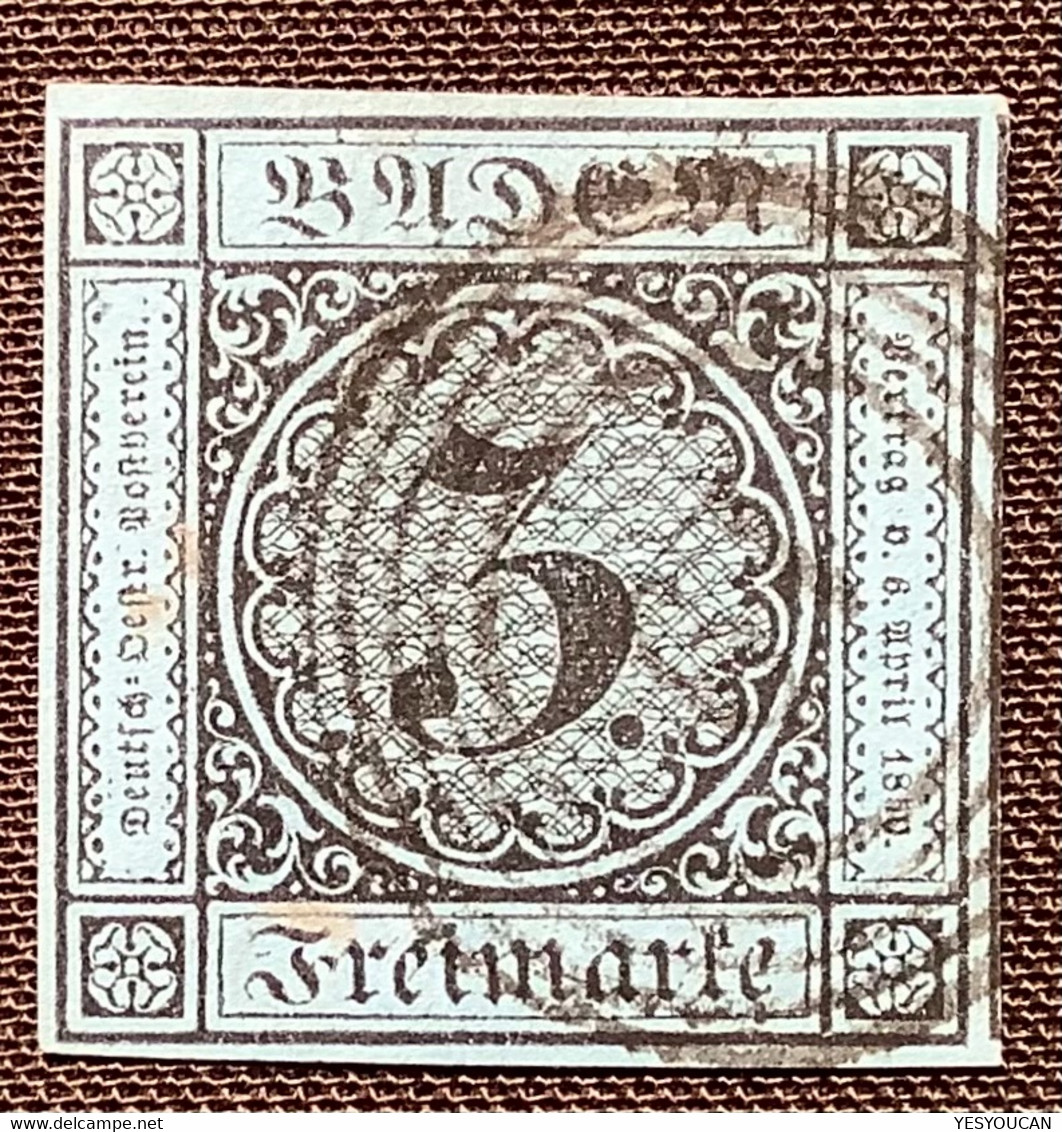 Baden Mi.8 KABINETT 1858 3Kr Blau Gestempelt(German States Anciens États Allemands Germany Allemagne Bade Altdeutschland - Oblitérés