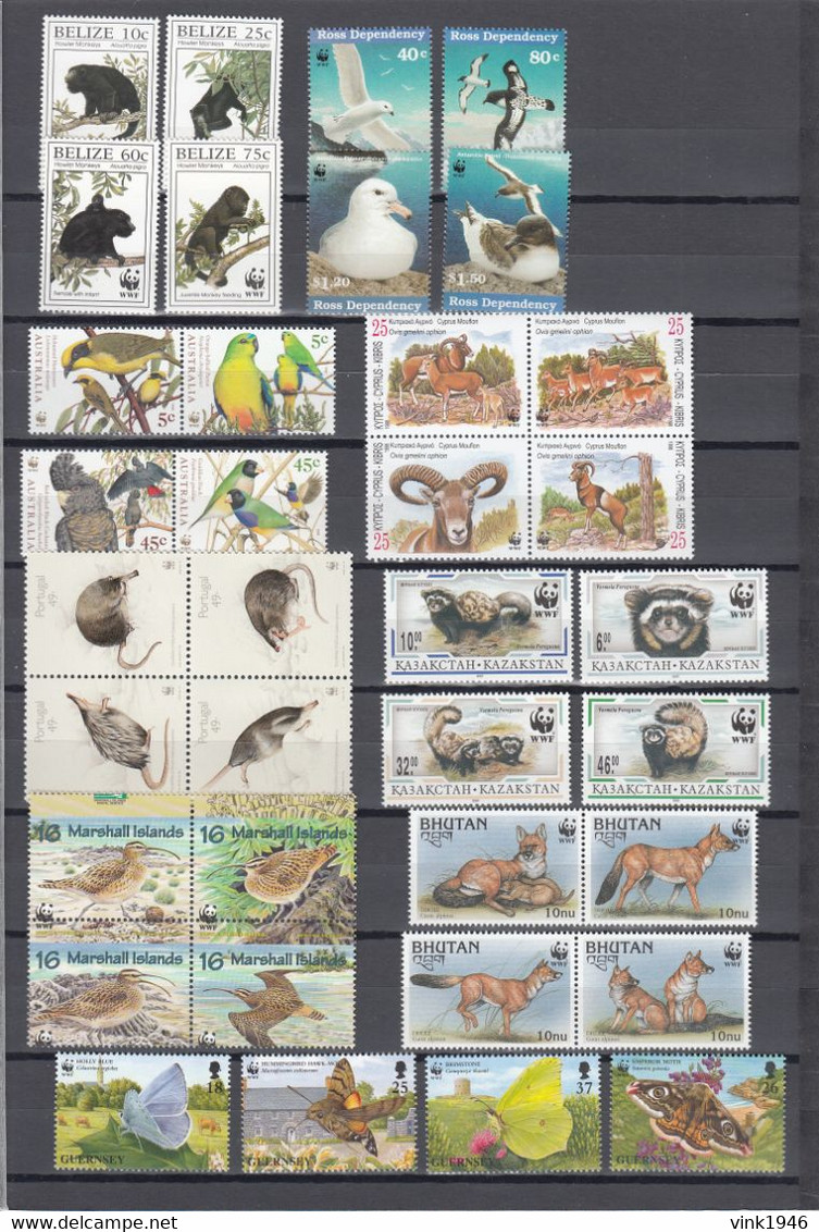 WWF, HUGE collection,birds,elephants,crocodyles,fish,whales,dolpins,monkeys,snakes,32 scansMNH/Postfris(C760)