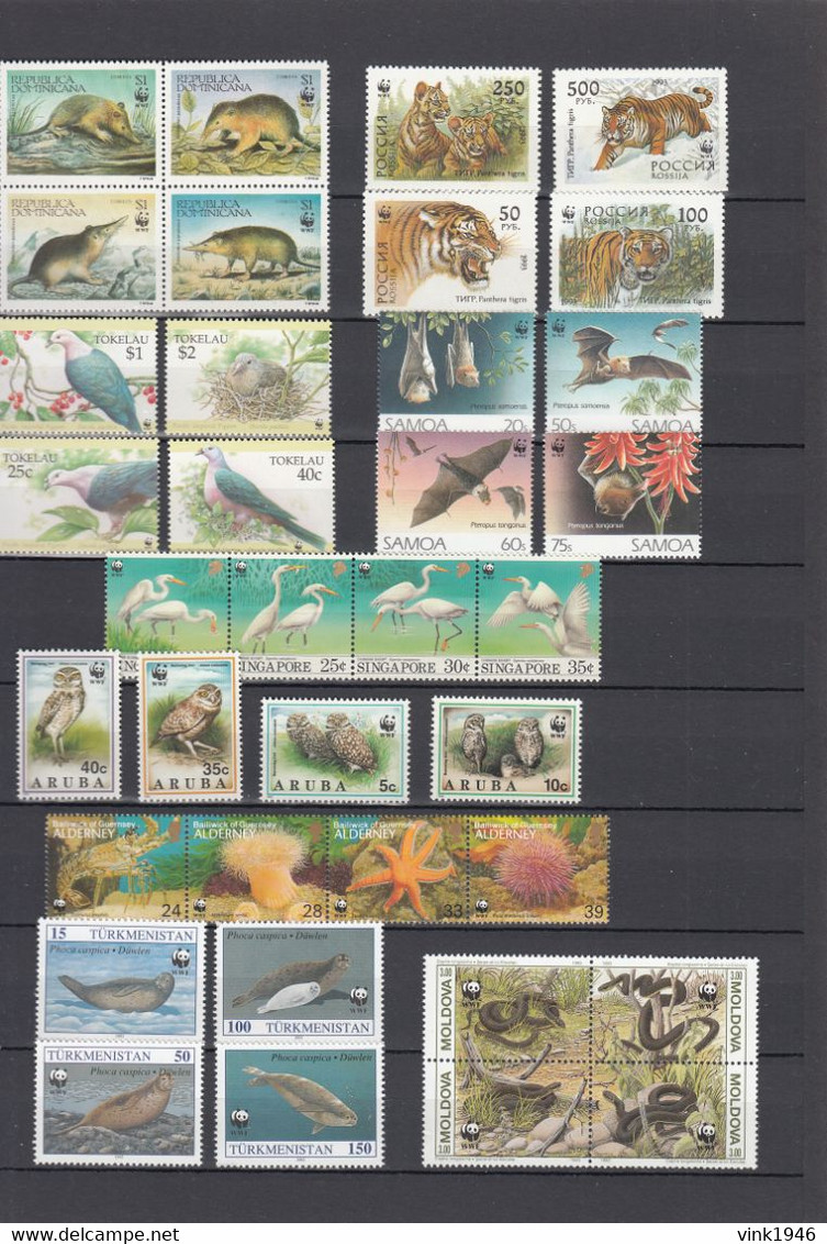 WWF, HUGE collection,birds,elephants,crocodyles,fish,whales,dolpins,monkeys,snakes,32 scansMNH/Postfris(C760)