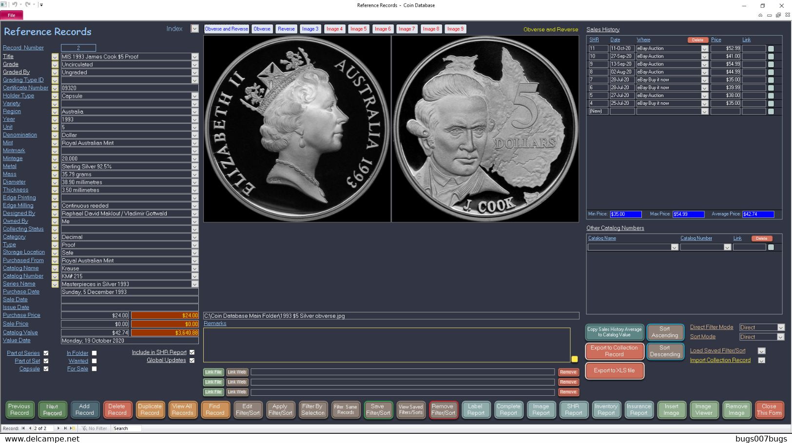 NEW 2020 Coin Collector Database Software CDROM also Supplied by DOWNLOAD
