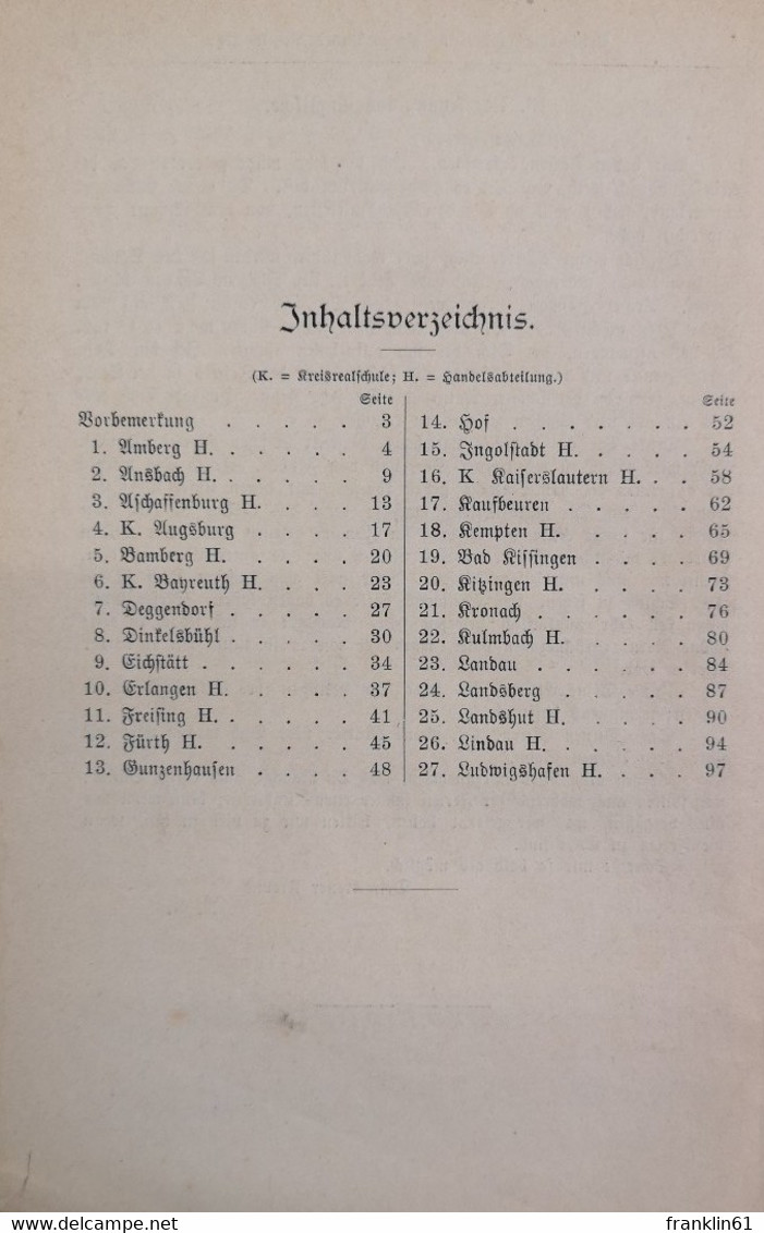 Die Prüfungsaufgaben Für Die K. Bayerischen Realschulen Vom Jahre 1906. - School Books