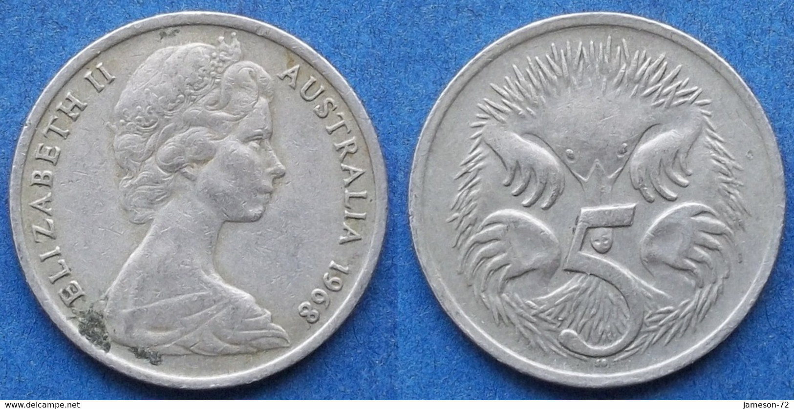 AUSTRALIA - 5 Cents 1968 "echidna" KM# 64 Elizabeth II Decimal Coinage (1971-2022) - Edelweiss Coins - 5 Cents