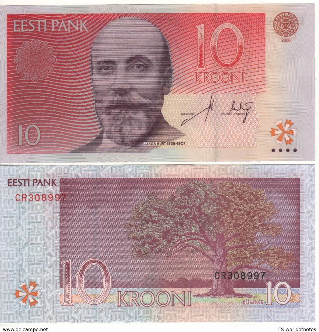 ESTONIA  10 Krooni  P86a  Dated  2006  ( Jakob Hurt  + Oak Tree At Back ) - Estland