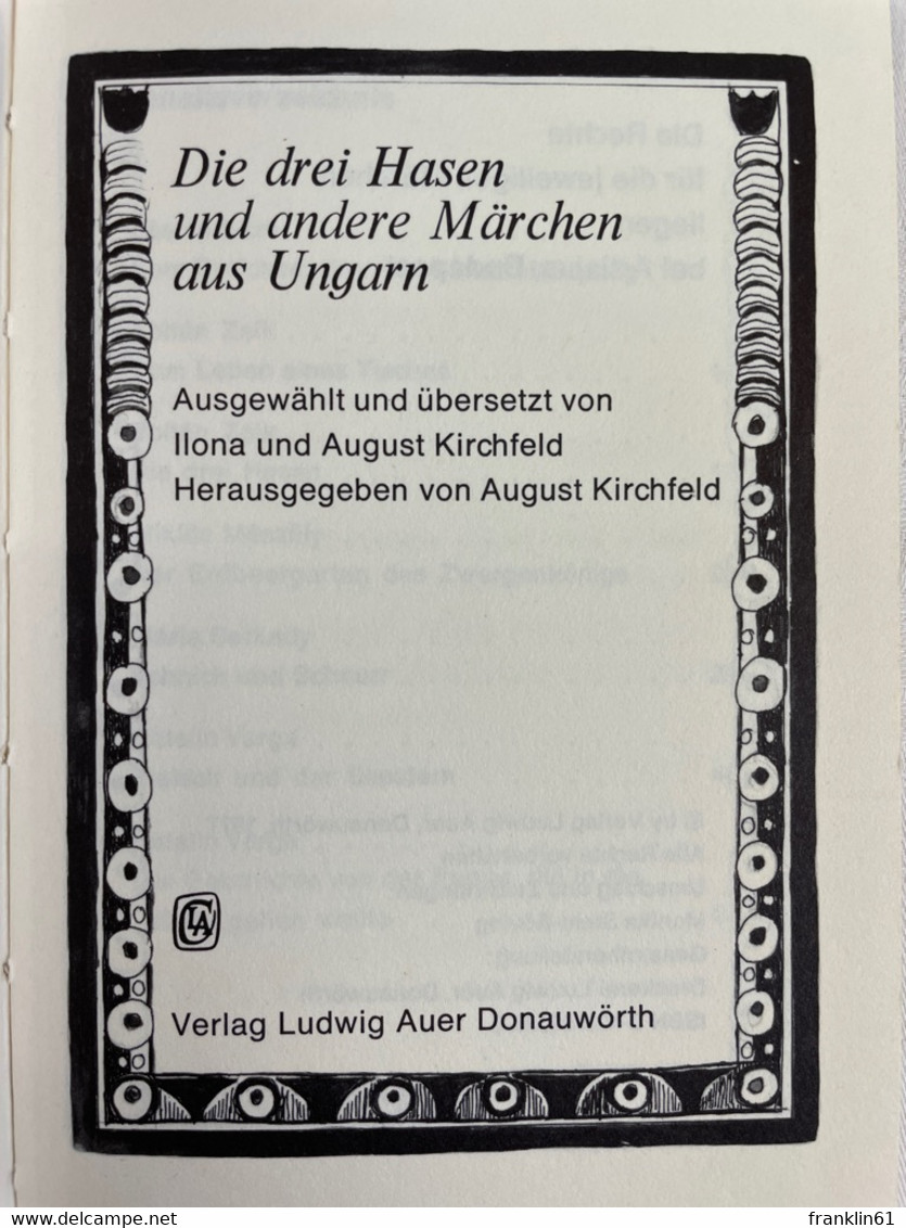 Die Drei Hasen Und Andere Märchen Aus Ungarn. - Cuentos & Legendas