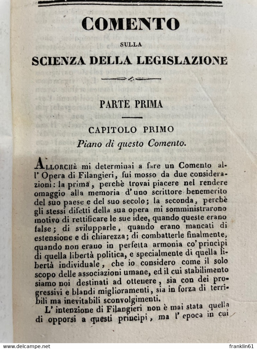 Comento Sulla Scienza Della Legislazione. - Philosophie