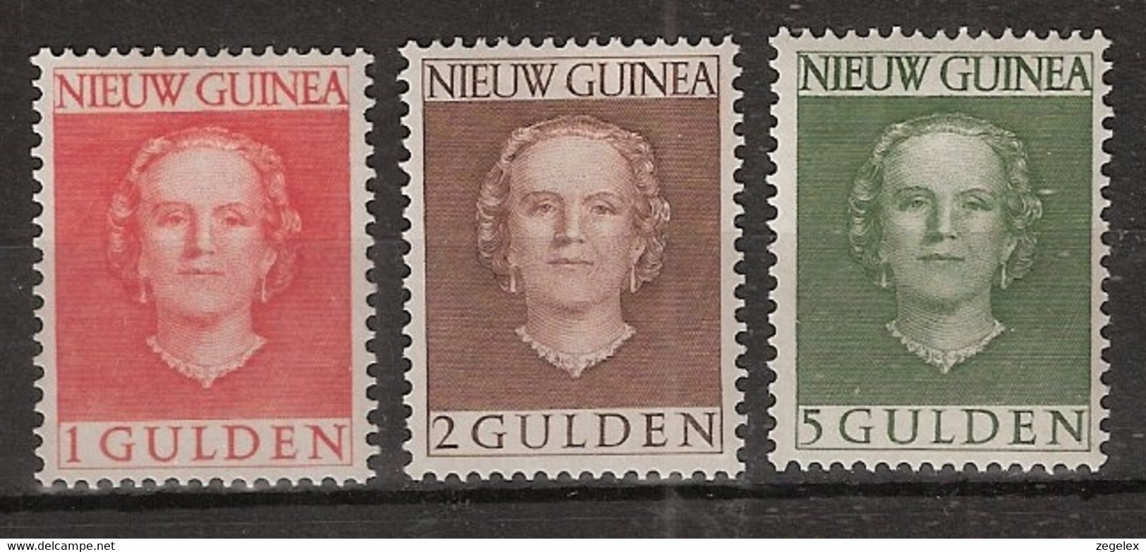 Nederlands Nieuw Guinea 1950, Kon. Jul. NVPH 19-21 MLH* Nauwelijks Zichtbare Plakkerrest. 1Gld = MNH** - Nouvelle Guinée Néerlandaise