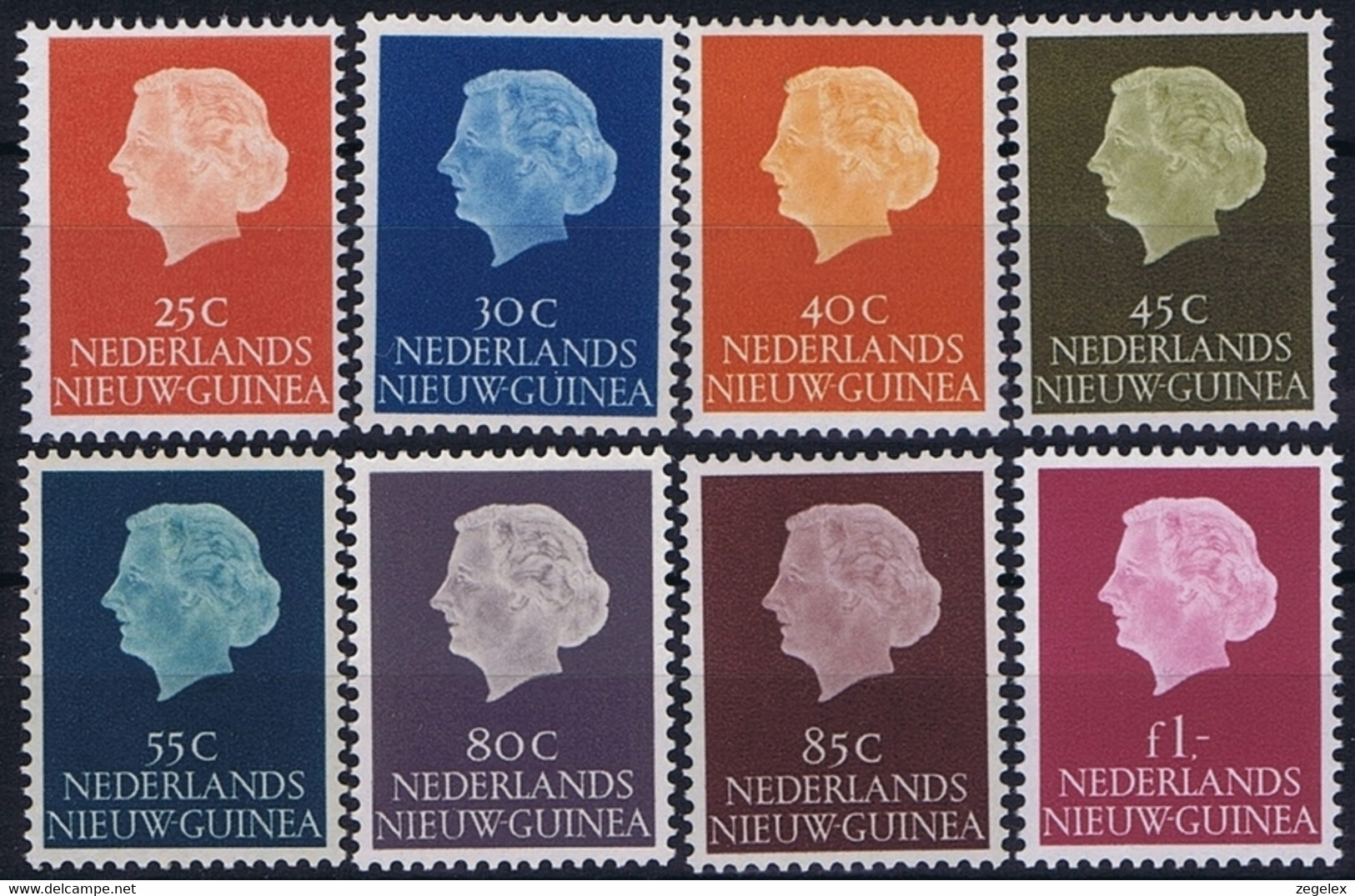 Nederlands Nieuw Guinea 1954, Koningin Juliana NVPH 30-37  MH/* Ongestempeld Met Plakker - Nouvelle Guinée Néerlandaise