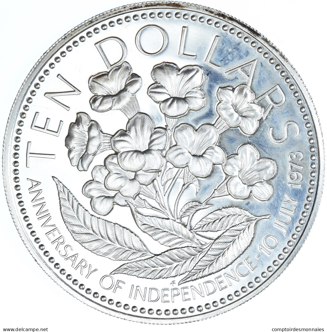 Monnaie, Bahamas, Elizabeth II, 10 Dollars, 1975, Franklin Mint, U.S.A., BE - Bahamas