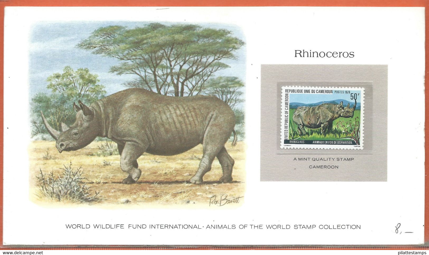 ANIMAUX RHINOCEROS CAMEROUN CARTE DE 1979 - Postzegeldozen