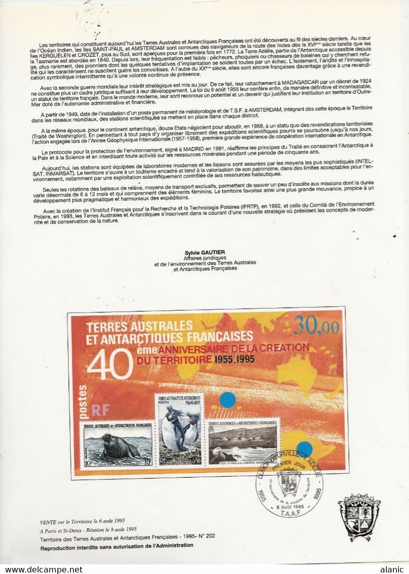 TAAF DOCUMENTS PHILATELIQUES: LOT DE 8+1   // ANNEE 1985 N° 109+111+112+113/14 PA N°88/89/119 &LE BLOC N°2 - Collections, Lots & Series