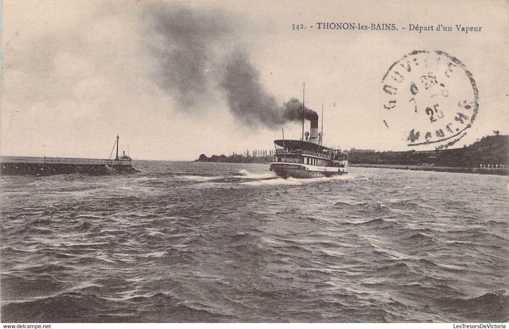 CPA - 74 - THONON LES BAINS - Départ D'un Vapeur - Bateau - Thonon-les-Bains