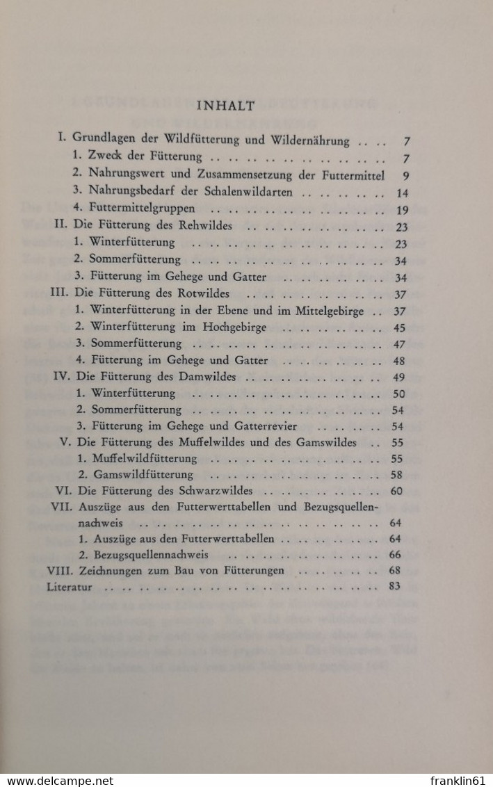 Die Fütterung Des Schalenwildes. - Other & Unclassified