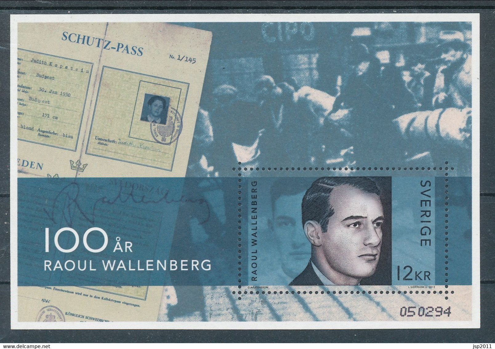 Sweden 2012. Facit # 2901, BL34. Raoul Wallenberg. MNH (**) With Control Number - Nuovi