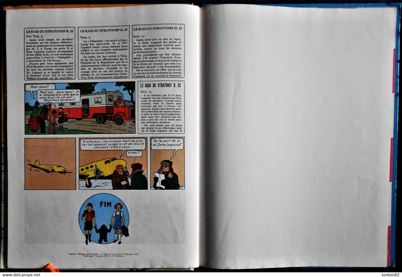 Hergé - " Destination New-York " - Les Aventures de Jo, Zette et Jocko - Casterman .