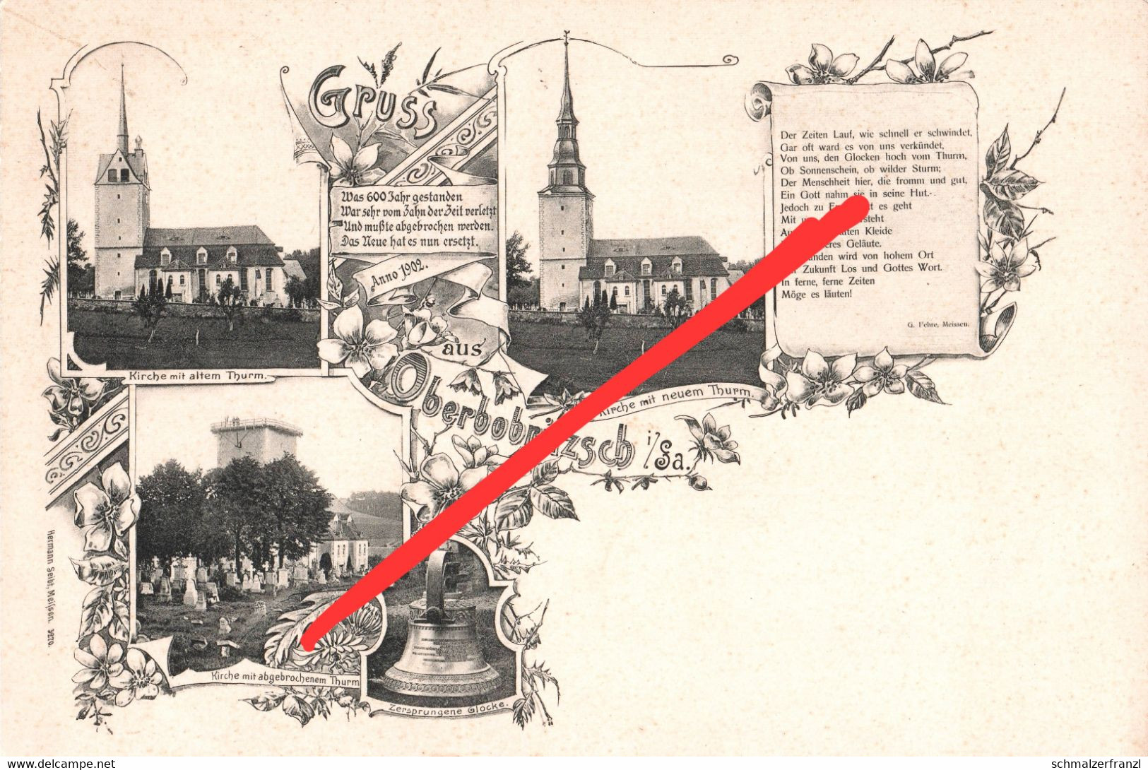 Litho AK Oberbobritzsch Kirche Neuer Turm 1902 Niederbobritzsch Lichtenberg Mulda Pretzschendorf Weißenborn Burkersdorf - Mulda (Erzgeb.)