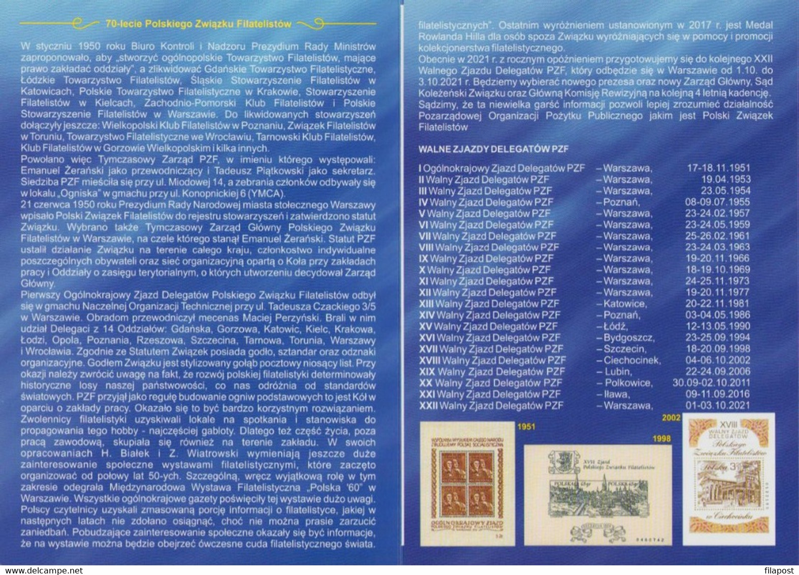Poland 2021 Booklet / Imperforated Sheet / General Meet PZF Delegates Jan III Sobieski, Vienna, Royal Łazienki MNH** - Libretti