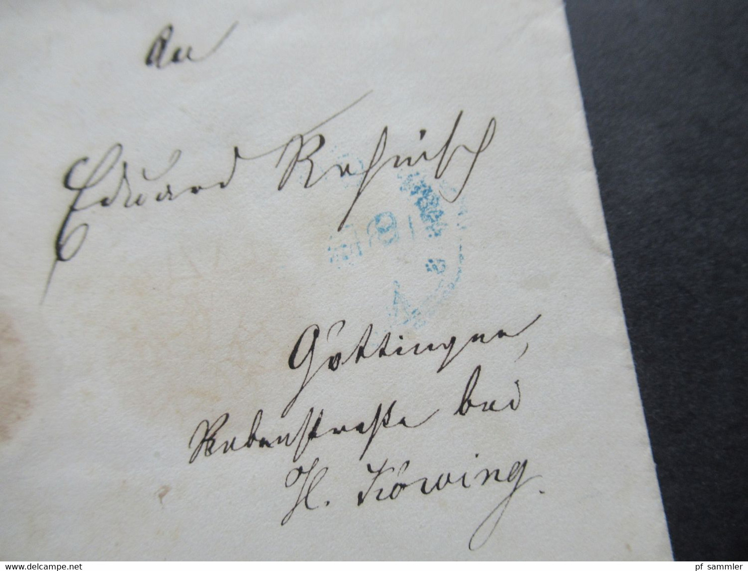 AD Sachsen Um 1859 GA Umschlag U3 A 2x Stempel K2 Leipzig Nach Göttingen Rückseitig Blauer Ank. Stempel - Saxony