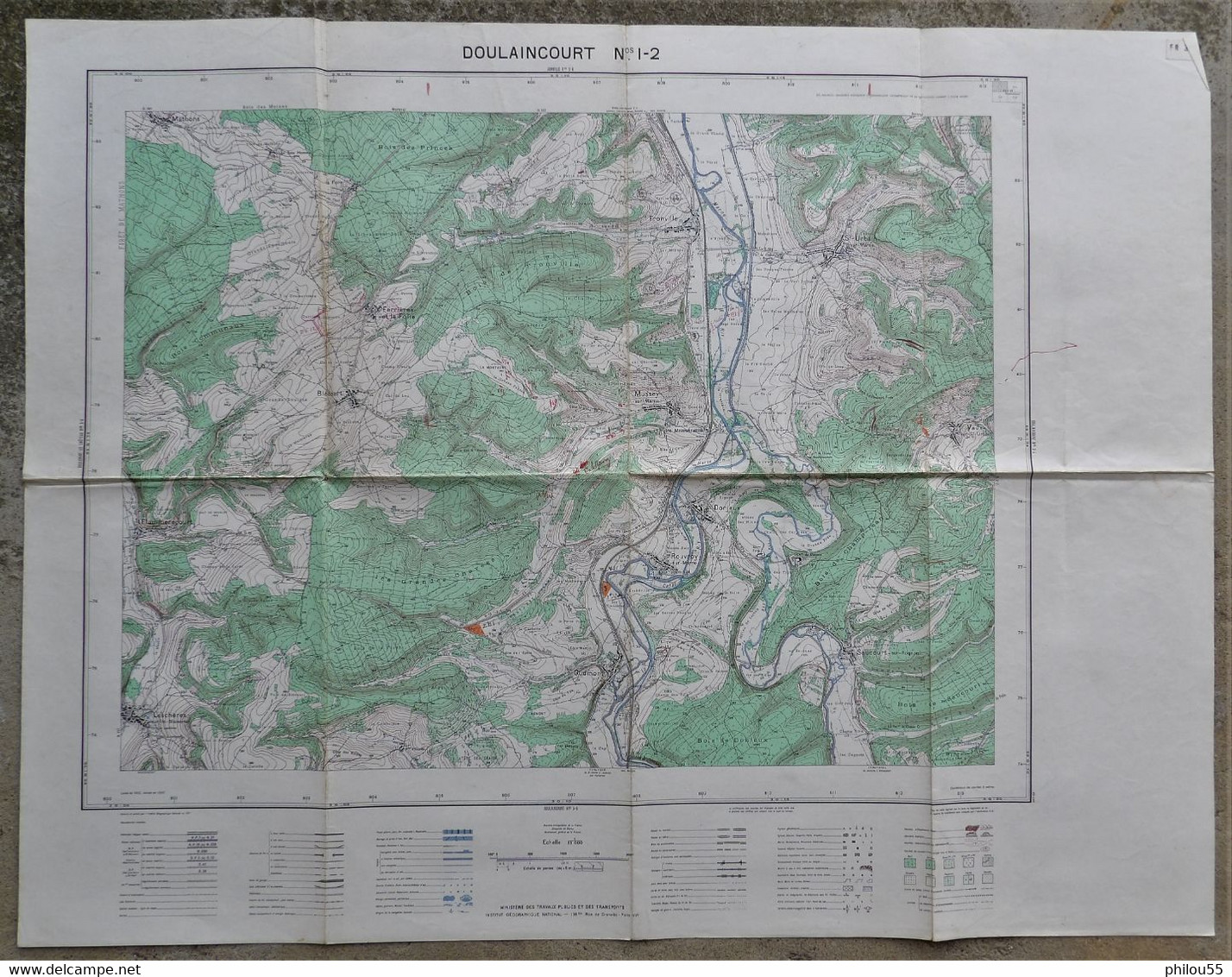 -52 DOULAINCOURT Carte Topographique N° 1 - 2  Leves 1912  Revises 1955 - Cartes Topographiques
