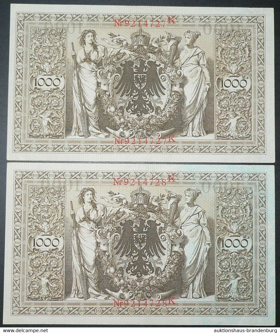 2x 1.000 Mark 21.4.1910 - Serie S/K Mit Laufender KN - Reichsbank (DEU-40b) - 1000 Mark