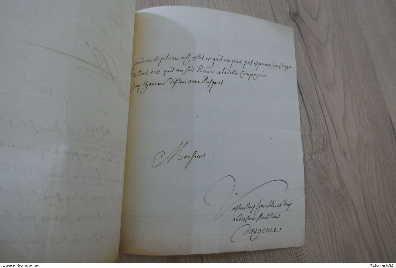 Pièce Signée D'ARGENCE 1731 Rapport  Désertion De Soldats Belfort - Dokumente
