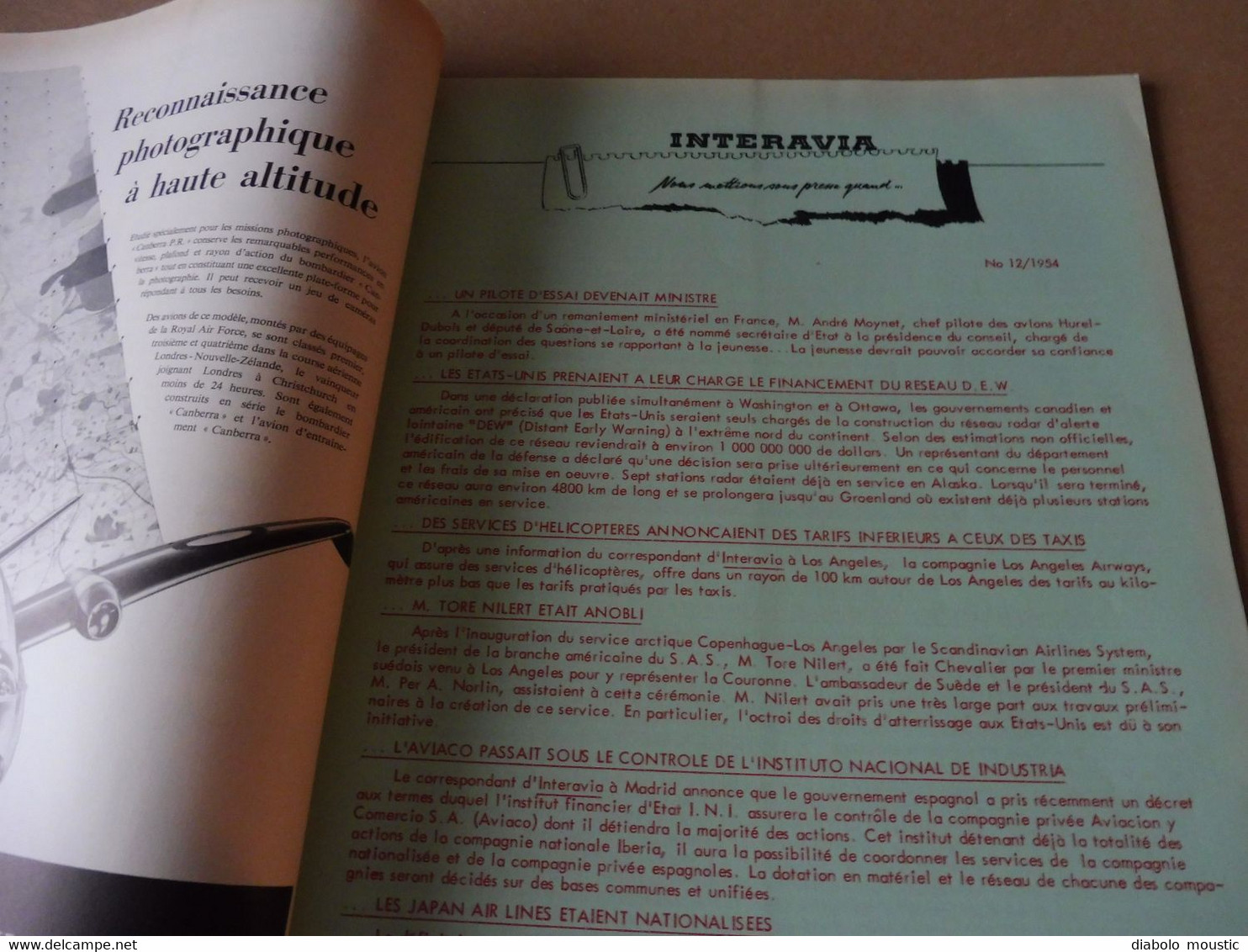 1954 INTERAVIA   - L'industrie Aéronautique Américaine Vue Par Un Français ; Nombreuses Publicités; Etc - Avion