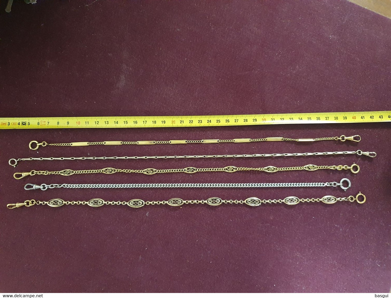 Lot De 5 Chaines De Montre Anciennes Argent Et Plaquee - Halsketten