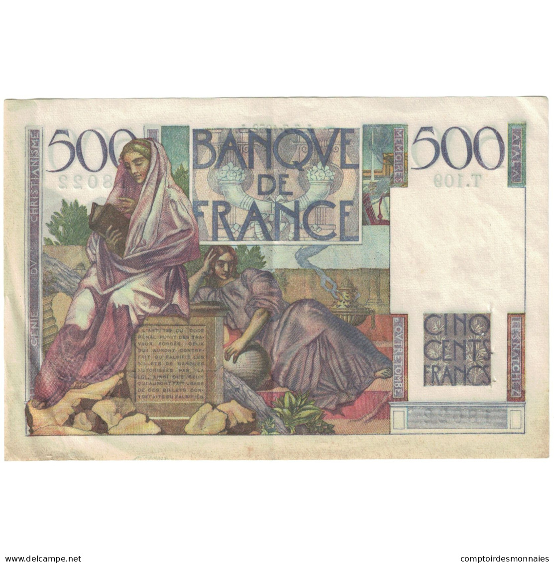 France, 500 Francs, Chateaubriand, 1945, 18022 T.109, SUP+, Fayette:34.9 - 500 F 1945-1953 ''Chateaubriand''