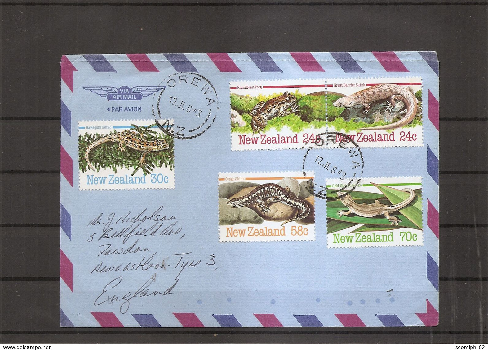 Nouvelle -zélande - Reptiles ( Lettre Par Avion De 1984 De Orewa Vers La Grande-Bretagne à Voir) - Briefe U. Dokumente