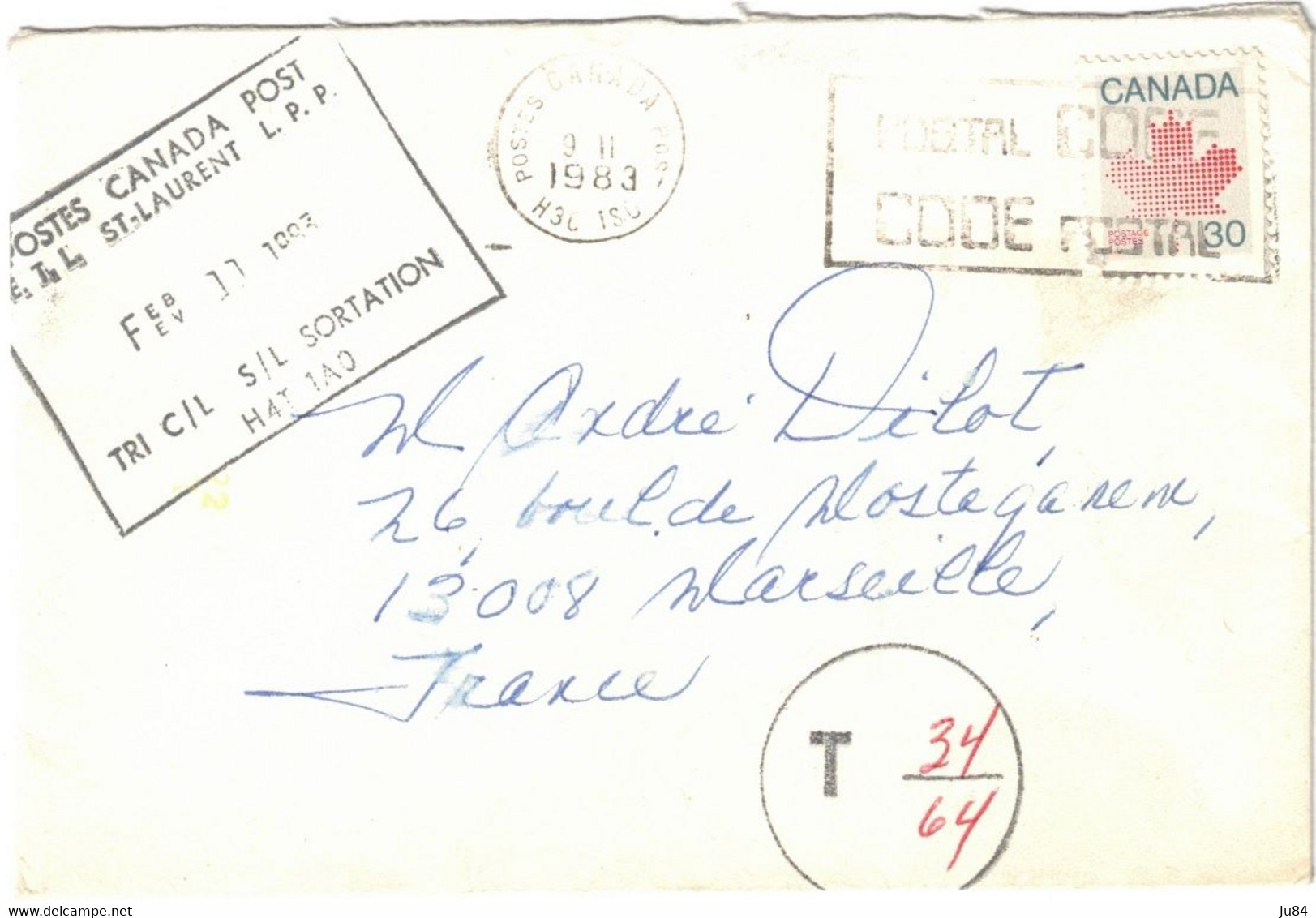 Canada - St Laurent - Canada Post - Lettre Pour Marseille - 9 Novembre 1983 - Briefe U. Dokumente
