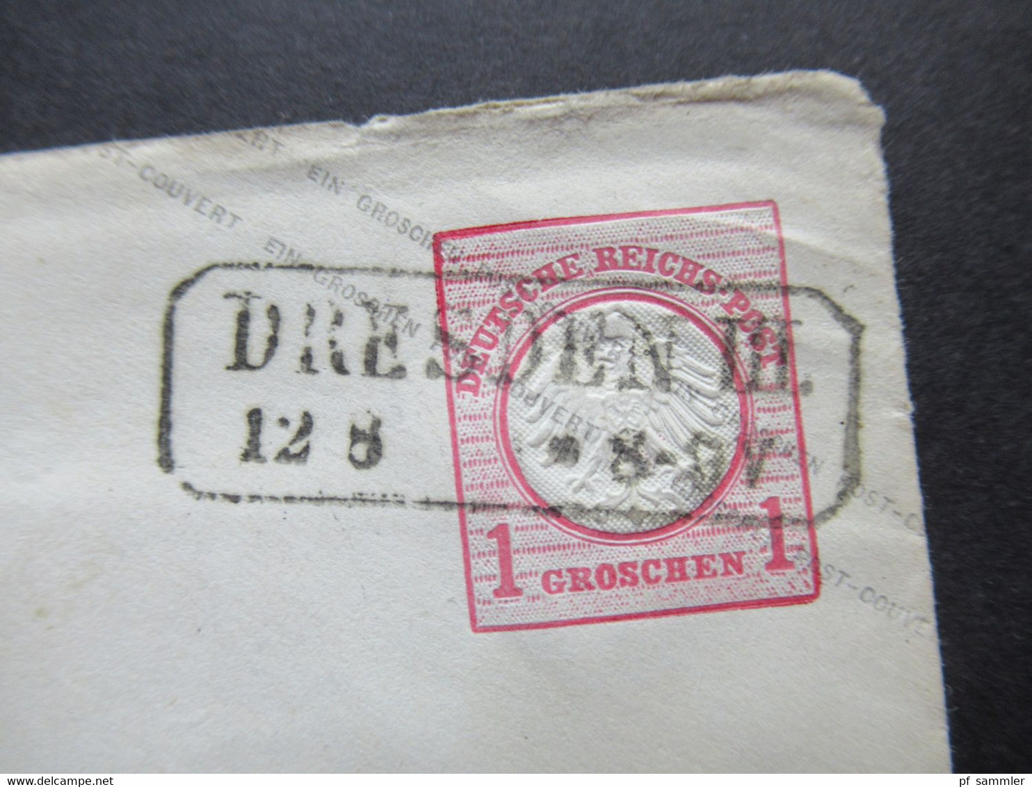 DR 1872 Ganzsachen Umschlag U1 II B 1 Groschen Adler Mit Kleinem Brustschild Stempel Ra2 Dresden Nach Bonn Gesendet - Cartas & Documentos