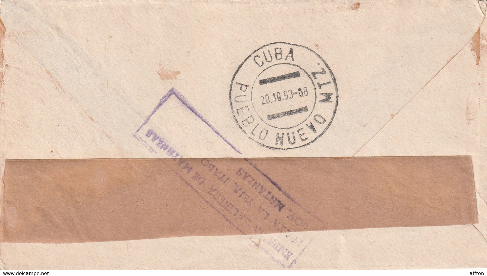 Itabo Cuba 1993 Registered Cover Mailed - Brieven En Documenten