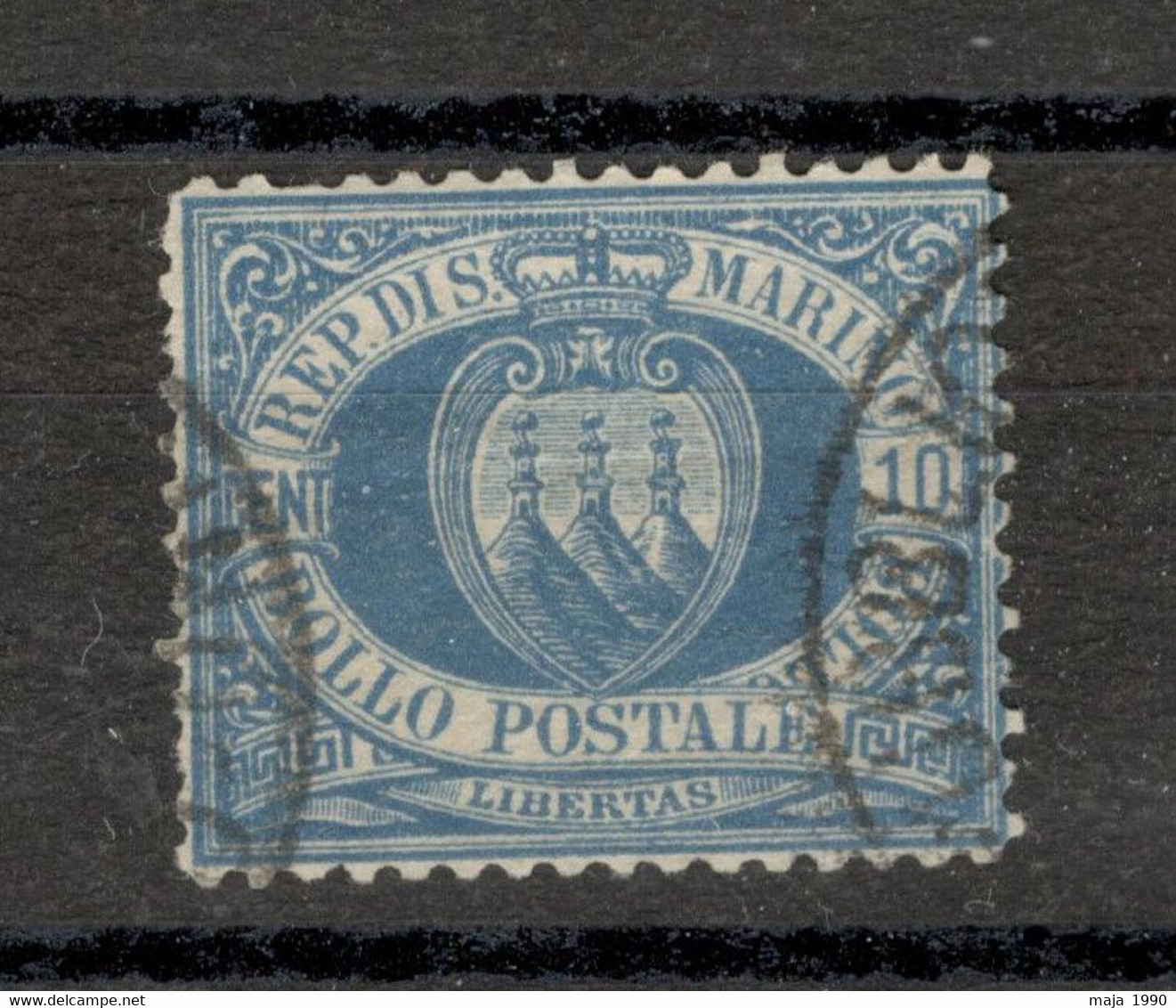 SAN MARINO - USED STAMP, 10c - 1877. - Oblitérés